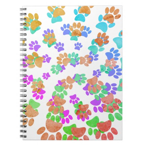 Colorful Spiral Dog Pawprint Notebook