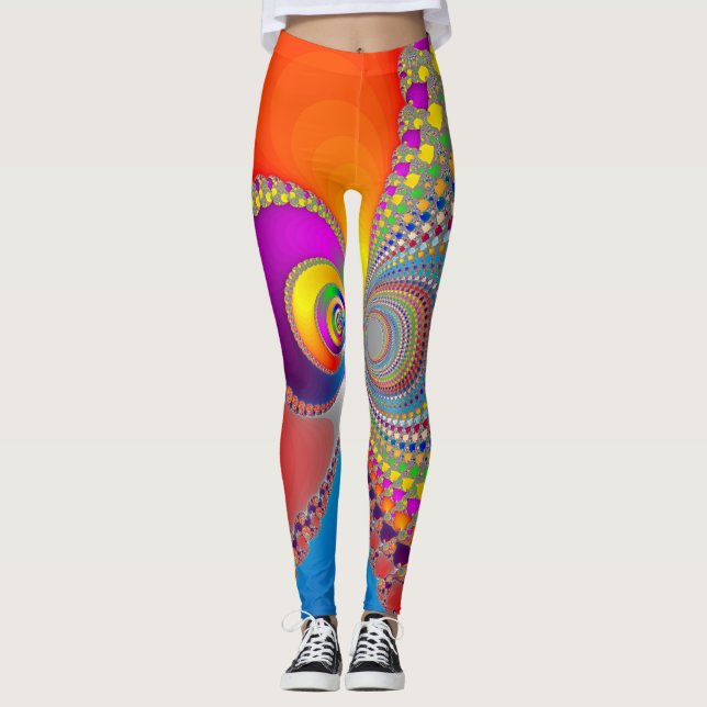 Colorful Spiral Fractal Leggings (Front)