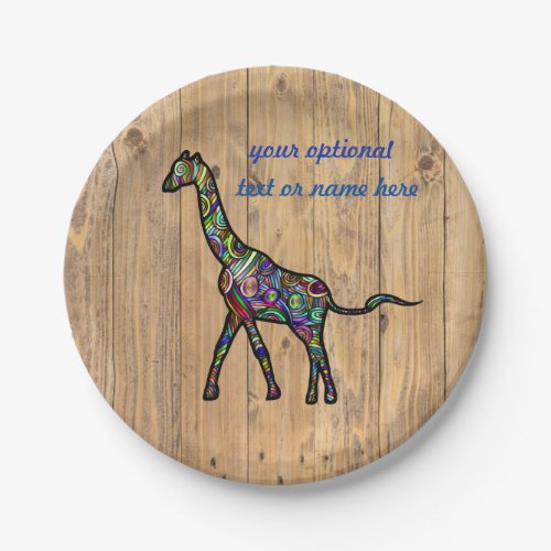 Colorful Spiral Giraffe Paper Plates