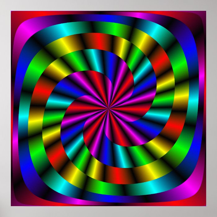 colorful spiral mandala poster