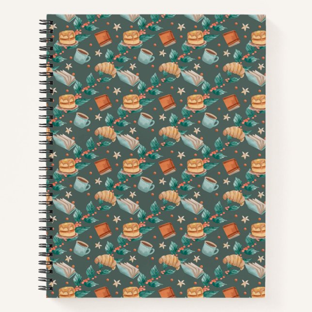 Colorful spiral notebook with a whimsical pattern (Front)