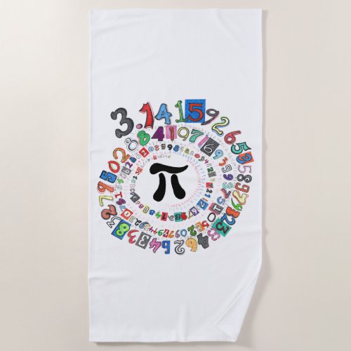 Colorful sPiral of Pi Calculated Beach Towel