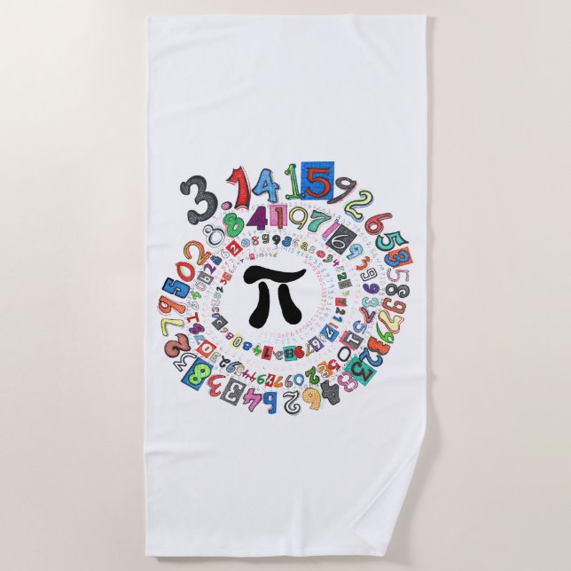 Colorful sPiral of Pi Calculated Beach Towel (Front)