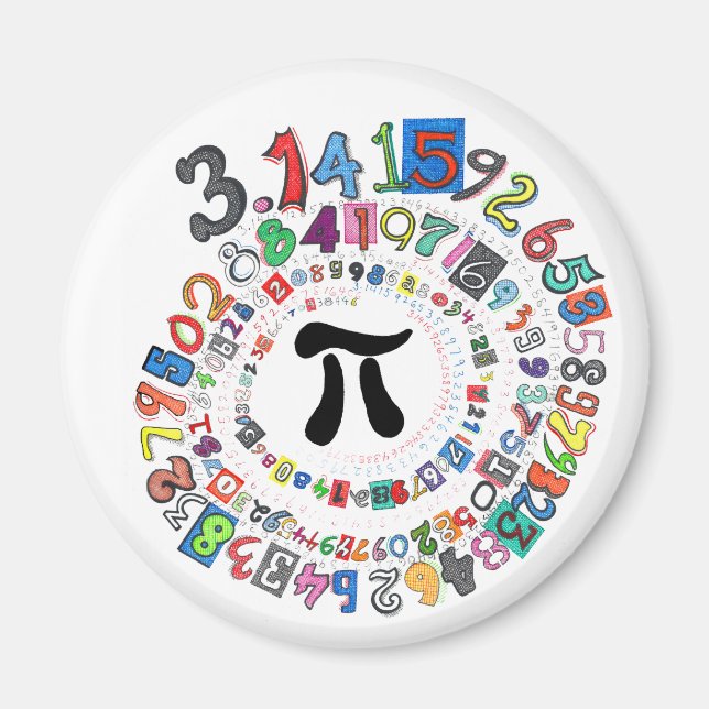 Colorful sPiral of Pi Calculated Magnet (Front)