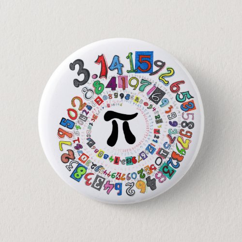 Colorful sPiral of Pi Calculated Pinback Button