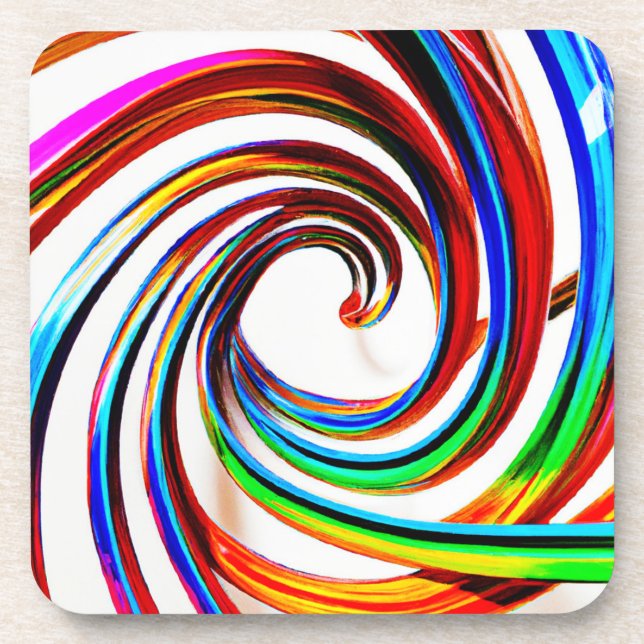 Colorful Spiral Pattern Art Beverage Coaster (Front)