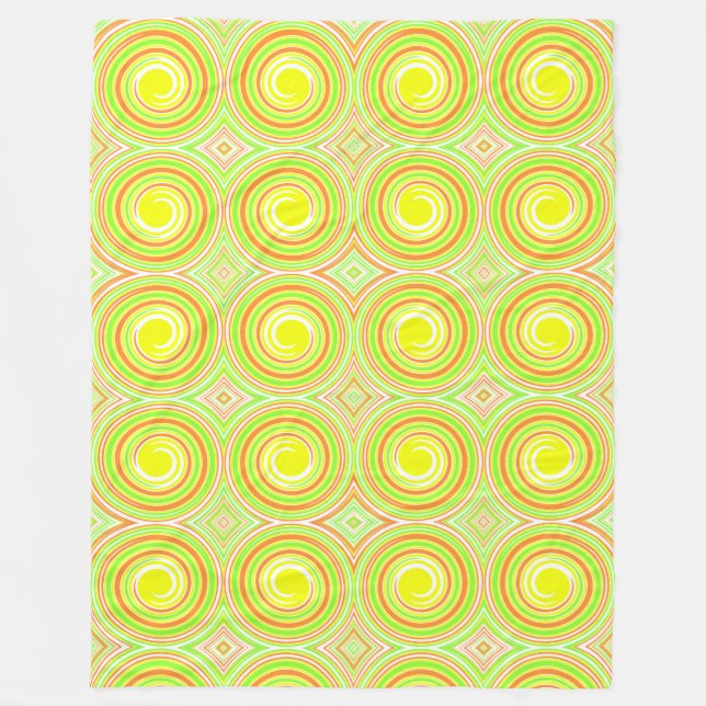 Colorful Spiral Pattern Fleece Blanket (Front)