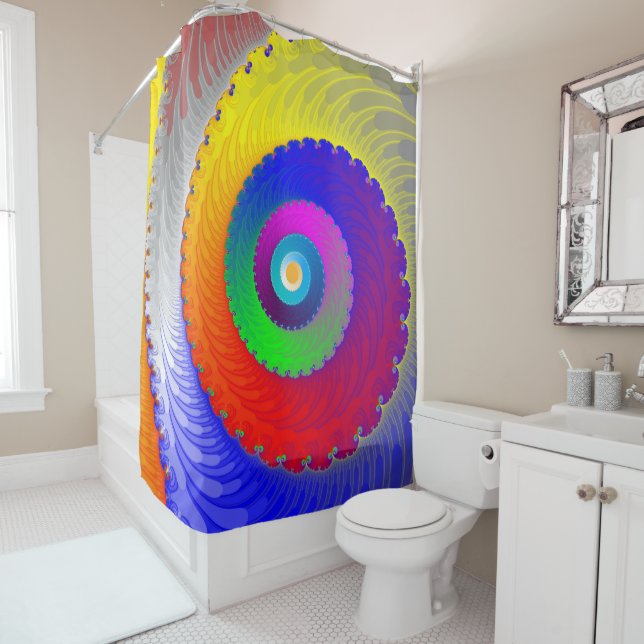 Colorful Spiral Pattern Shower Curtain (In Situ)