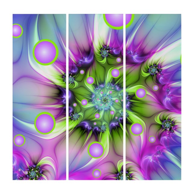 Colorful Spiral Round Shapes Abstract Fractal Art (Front)