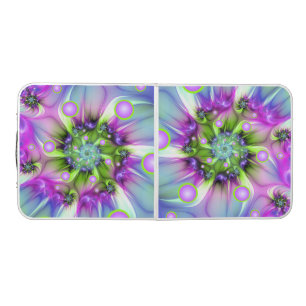 Colorful Spiral Round Shapes Abstract Fractal Art Beer Pong Table