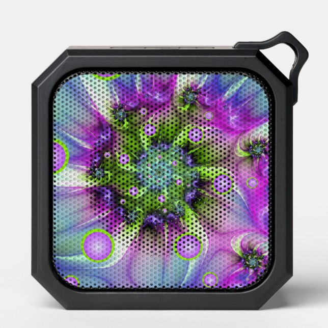 Colorful Spiral Round Shapes Abstract Fractal Art Bluetooth Speaker (Front)