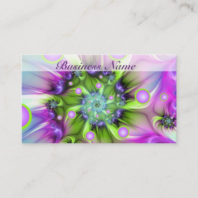 Colorful Spiral Round Shapes Abstract Fractal Art Business Card (Front)