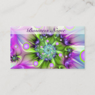 Colorful Spiral Round Shapes Abstract Fractal Art Business Card