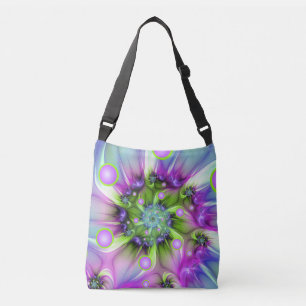 Colorful Spiral Round Shapes Abstract Fractal Art Crossbody Bag