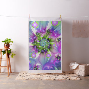 Colorful Spiral Round Shapes Abstract Fractal Art Fabric