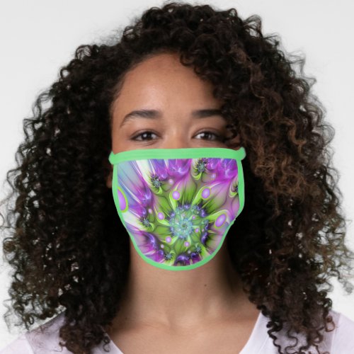 Colorful Spiral Round Shapes Abstract Fractal Art Face Mask