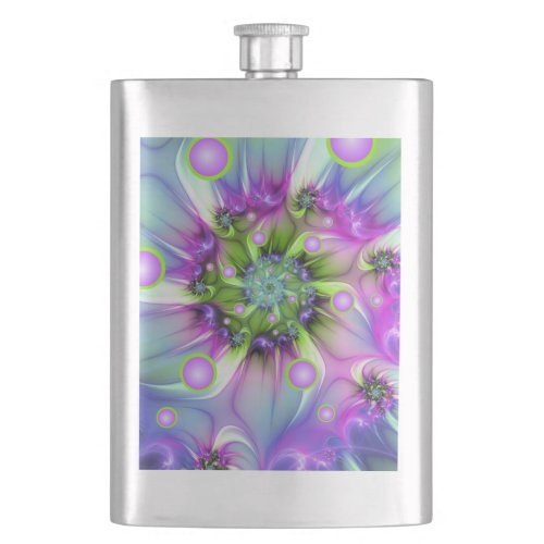 Colorful Spiral Round Shapes Abstract Fractal Art Flask