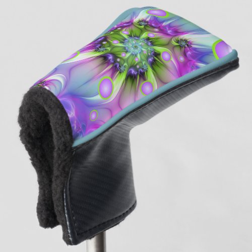 Colorful Spiral Round Shapes Abstract Fractal Art Golf Head Cover