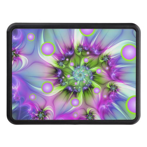 Colorful Spiral Round Shapes Abstract Fractal Art Hitch Cover