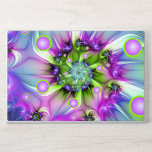 Colorful Spiral Round Shapes Abstract Fractal Art HP Laptop Skin