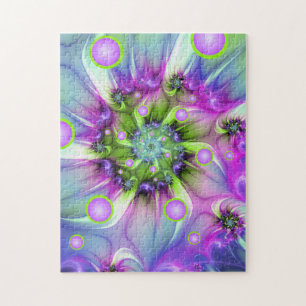 Colorful Spiral Round Shapes Abstract Fractal Art Jigsaw Puzzle