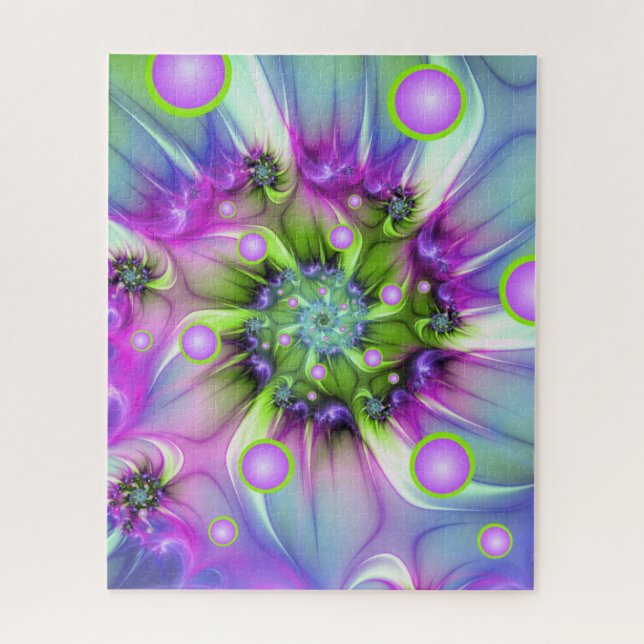 Colorful Spiral Round Shapes Abstract Fractal Art Jigsaw Puzzle (Vertical)
