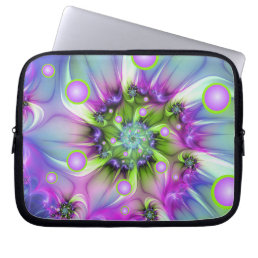 Colorful Spiral Round Shapes Abstract Fractal Art Laptop Sleeve