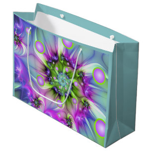 Colorful Spiral Round Shapes Abstract Fractal Art Large Gift Bag