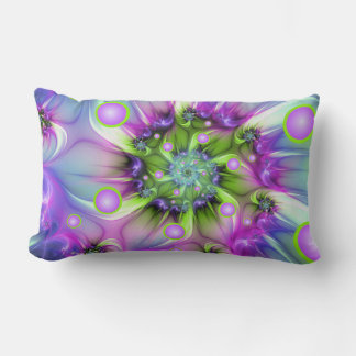 Colorful Spiral Round Shapes Abstract Fractal Art Lumbar Pillow