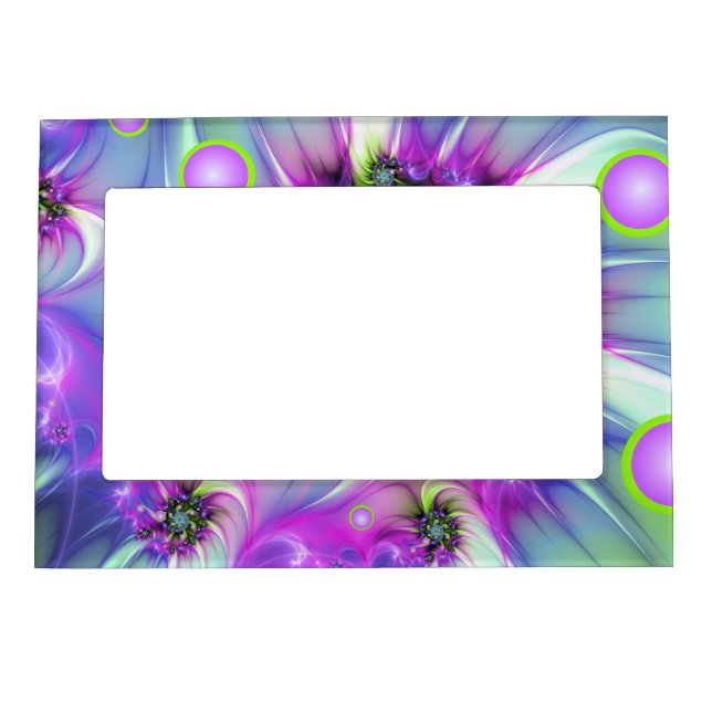 Colorful Spiral Round Shapes Abstract Fractal Art Magnetic Frame (Front)