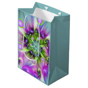 Colorful Spiral Round Shapes Abstract Fractal Art Medium Gift Bag