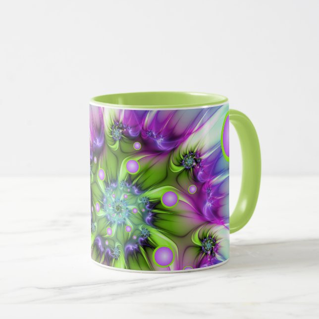 Colorful Spiral Round Shapes Abstract Fractal Art Mug (Front Right)