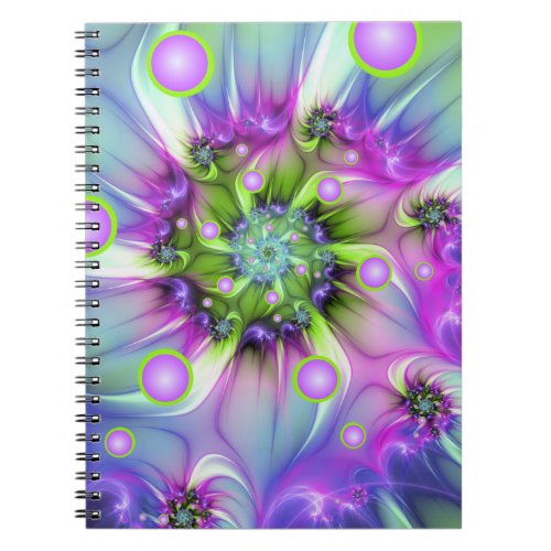 Colorful Spiral Round Shapes Abstract Fractal Art Notebook