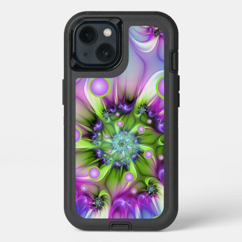 Colorful Spiral Round Shapes Abstract Fractal Art iPhone 13 Case
