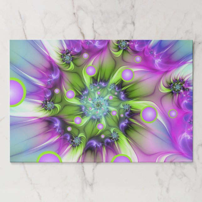 Colorful Spiral Round Shapes Abstract Fractal Art Paper Pad (Front)