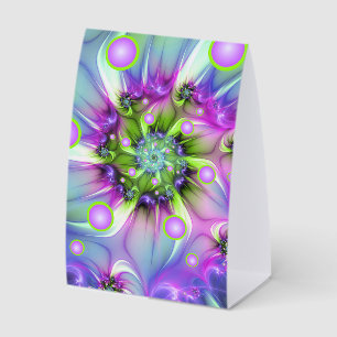 Colorful Spiral Round Shapes Abstract Fractal Art Paper Table Tent