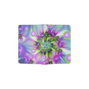 Colorful Spiral Round Shapes Abstract Fractal Art Passport Holder