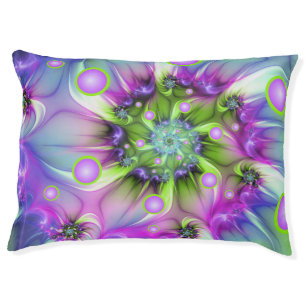 Colorful Spiral Round Shapes Abstract Fractal Art Pet Bed