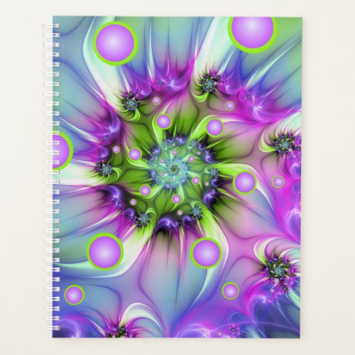 Colorful Spiral Round Shapes Abstract Fractal Art Planner