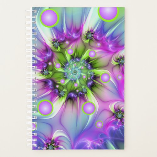 Colorful Spiral Round Shapes Abstract Fractal Art Planner