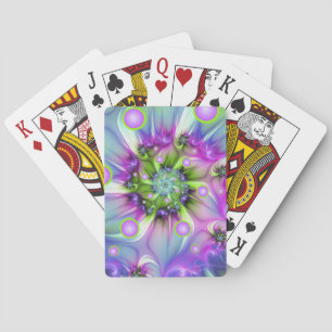 Colorful Spiral Round Shapes Abstract Fractal Art Poker Cards