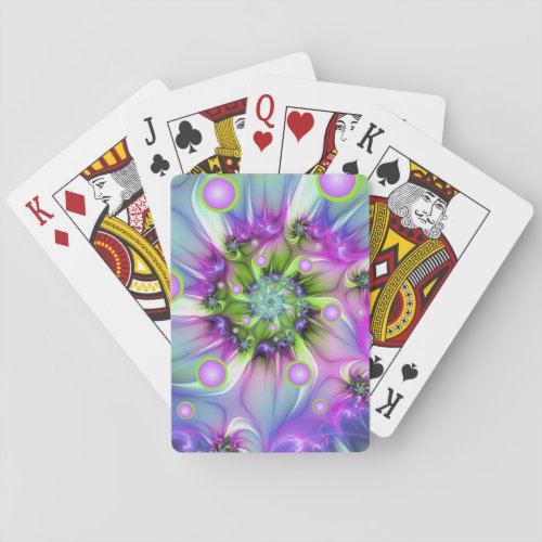 Colorful Spiral Round Shapes Abstract Fractal Art Poker Cards