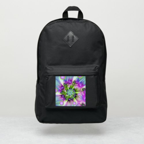 Colorful Spiral Round Shapes Abstract Fractal Art Port Authority Backpack