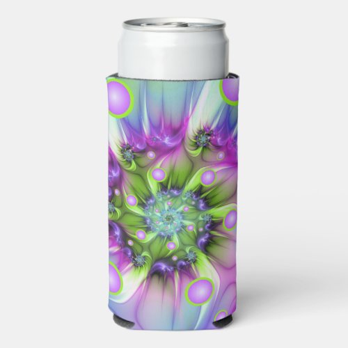 Colorful Spiral Round Shapes Abstract Fractal Art Seltzer Can Cooler