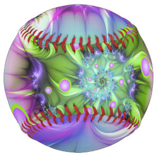 Colorful Spiral Round Shapes Abstract Fractal Art Softball