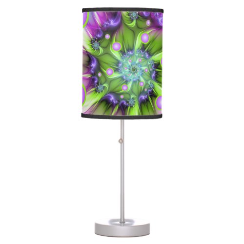 Colorful Spiral Round Shapes Abstract Fractal Art Table Lamp