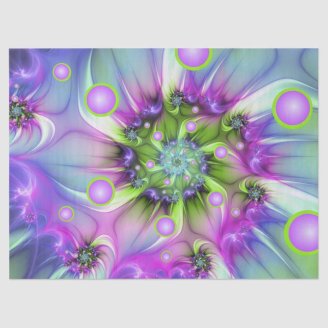 Colorful Spiral Round Shapes Abstract Fractal Art Tissue Paper (Front)