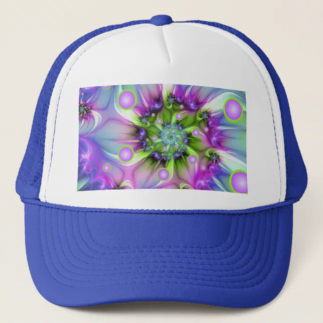 Colorful Spiral Round Shapes Abstract Fractal Art Trucker Hat | Zazzle