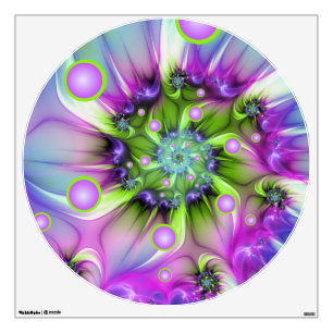 Colorful Spiral Round Shapes Abstract Fractal Art Wall Decal
