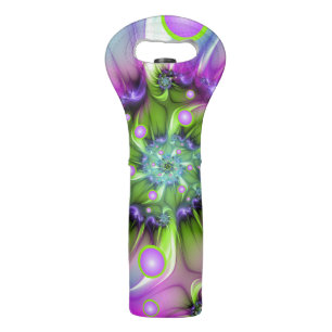 Colorful Spiral Round Shapes Abstract Fractal Art Wine Bag